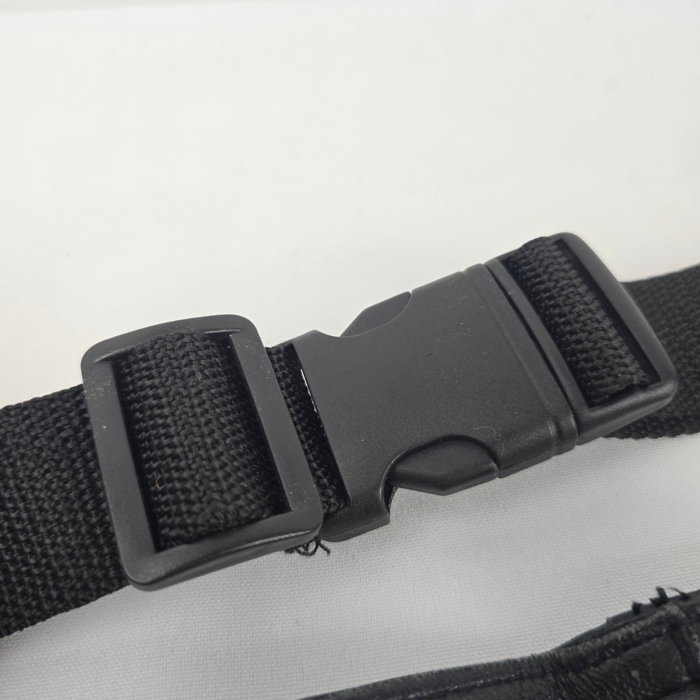 Vintage Black Leather Multi-Pocket Fanny Pack Waist Bag Adjustable Belt