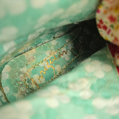 Irregular Choice "Spat Attack" Patchwork Booties Floral Polka Dot Fabric Heels Size 6.5