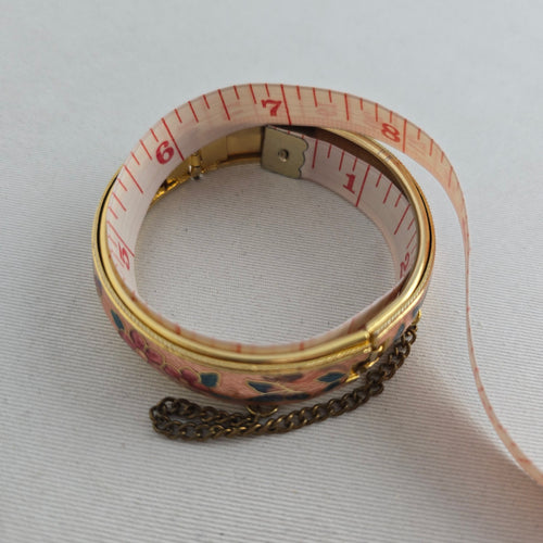 Vintage Gold Tone Cloisonné Enamel Butterfly Floral Hinged Bangle Bracelet