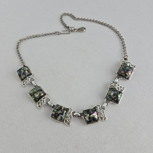 Vintage 1950s Coro Black Confetti Lucite Choker Necklace