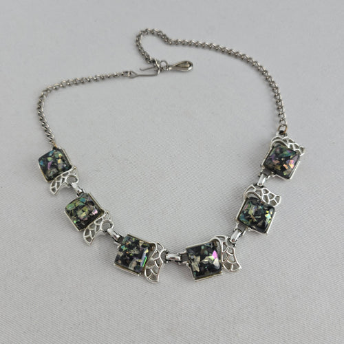 Vintage 1950s Coro Black Confetti Lucite Choker Necklace