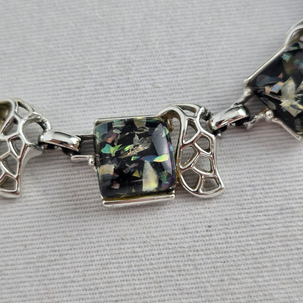 Vintage 1950s Coro Black Confetti Lucite Choker Necklace