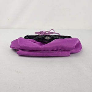 Vintage Purple Satin Beaded Sequin Evening Bag Crossbody Clutch Purse