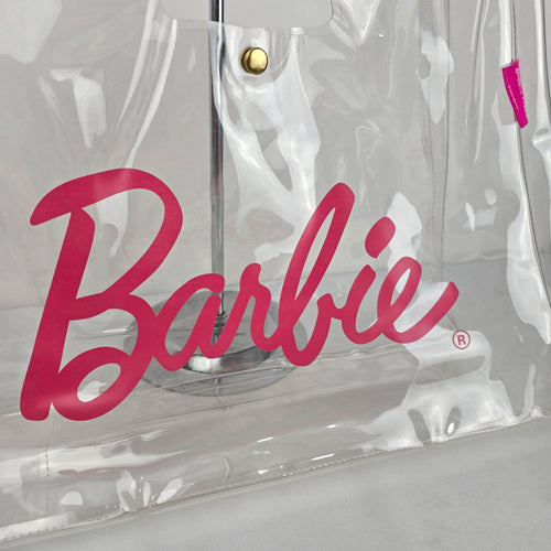 Barbie x Smash + Tess Clear Vinyl Tote Bag Pink Logo 2023 Mattel