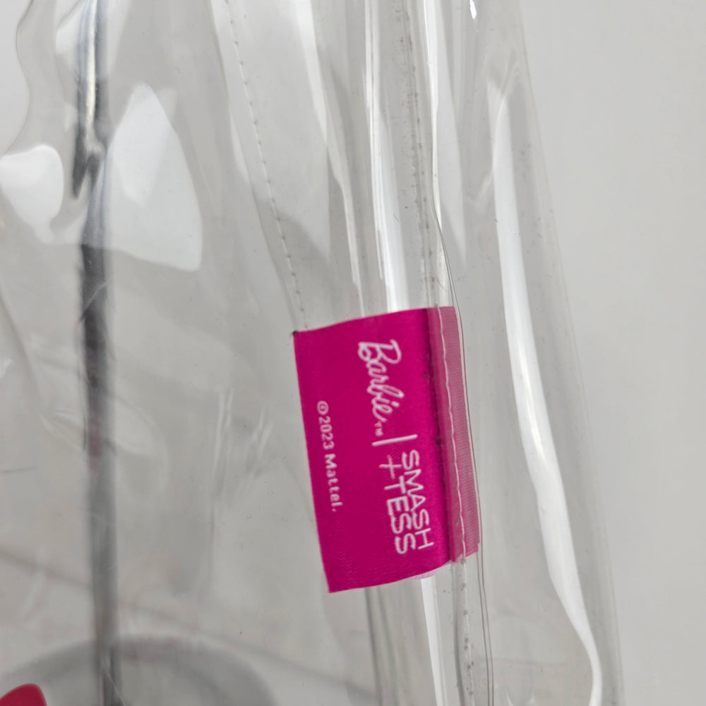 Barbie x Smash + Tess Clear Vinyl Tote Bag Pink Logo 2023 Mattel