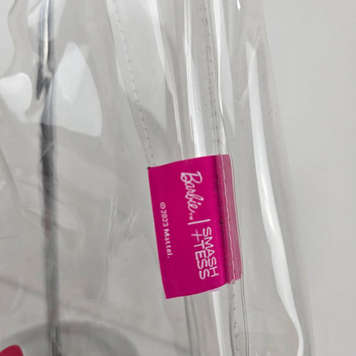 Barbie x Smash + Tess Clear Vinyl Tote Bag Pink Logo 2023 Mattel