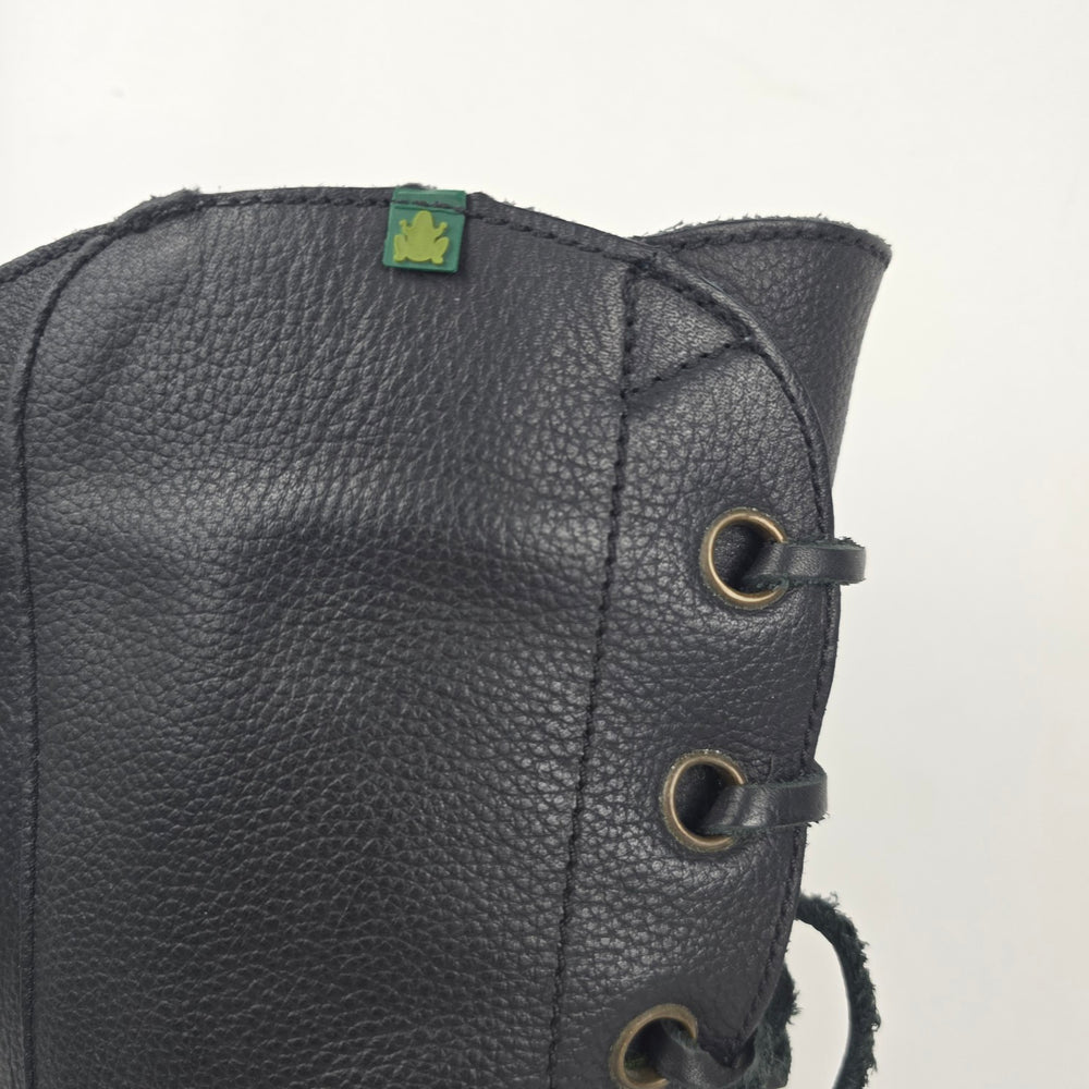 El Naturalista Black Leather Lace-Up Mid-Calf Boots Side Zip - Size 9