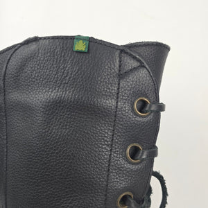 El Naturalista Black Leather Lace-Up Mid-Calf Boots Side Zip - Size 9