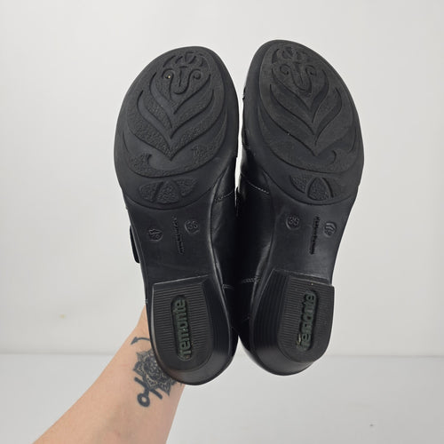 Remonte Black Leather Patent Strap Comfort Shoes Low Heel - Size 6