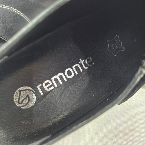 Remonte Black Leather Patent Strap Comfort Shoes Low Heel - Size 6