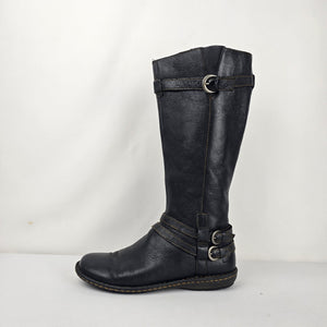 b.o.c. by Born Black Leather Tall Riding Boots Buckle Strap - Size 9.5