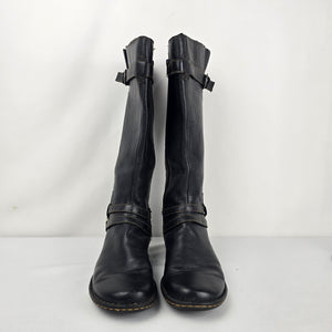 b.o.c. by Born Black Leather Tall Riding Boots Buckle Strap - Size 9.5