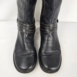 b.o.c. by Born Black Leather Tall Riding Boots Buckle Strap - Size 9.5
