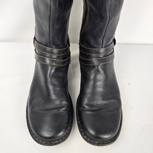 b.o.c. by Born Black Leather Tall Riding Boots Buckle Strap - Size 9.5