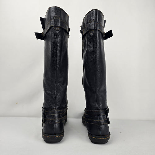 b.o.c. by Born Black Leather Tall Riding Boots Buckle Strap - Size 9.5