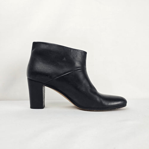 Maison Martin Margiela Black Leather Block Heel Ankle Boots – EU 38.5 Made in Italy