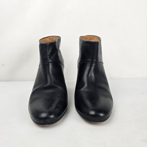 Maison Martin Margiela Black Leather Block Heel Ankle Boots – EU 38.5 Made in Italy