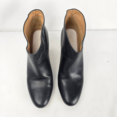 Maison Martin Margiela Black Leather Block Heel Ankle Boots – EU 38.5 Made in Italy