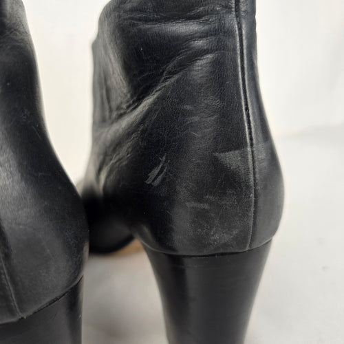 Maison Martin Margiela Black Leather Block Heel Ankle Boots – EU 38.5 Made in Italy