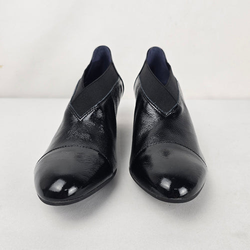 Dorking by Fluchos Black Patent Leather Slip-On Heels Size 8.5