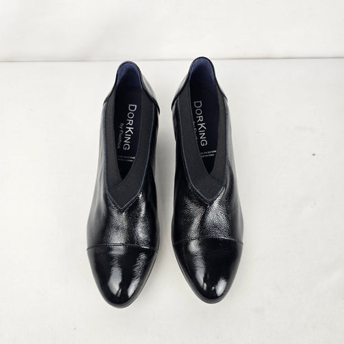 Dorking by Fluchos Black Patent Leather Slip-On Heels Size 8.5