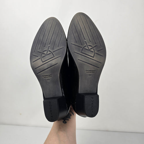 Dorking by Fluchos Black Patent Leather Slip-On Heels Size 8.5