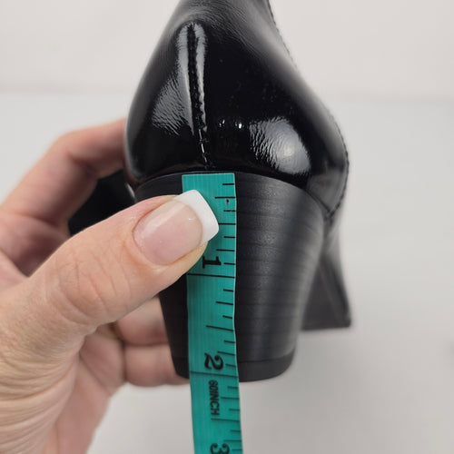 Dorking by Fluchos Black Patent Leather Slip-On Heels Size 8.5