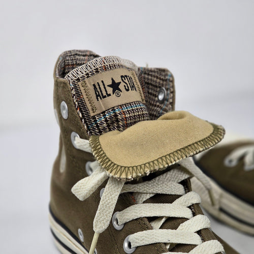 Converse All Star Chuck Taylor Brown Plaid High Top Sneakers Size 9