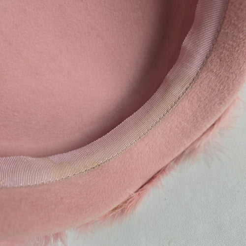 Vintage Personality Model Hat Pink Felt Feather Trim Women's Pillbox Cocktail Hat