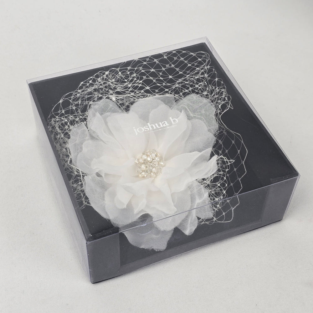 Joshua B Designs Ivory Floral Birdcage Veil Fascinator Bridal Hair Comb