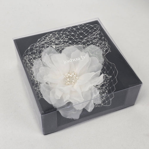 Joshua B Designs Ivory Floral Birdcage Veil Fascinator Bridal Hair Comb