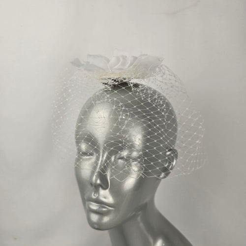Joshua B Designs Ivory Floral Birdcage Veil Fascinator Bridal Hair Comb