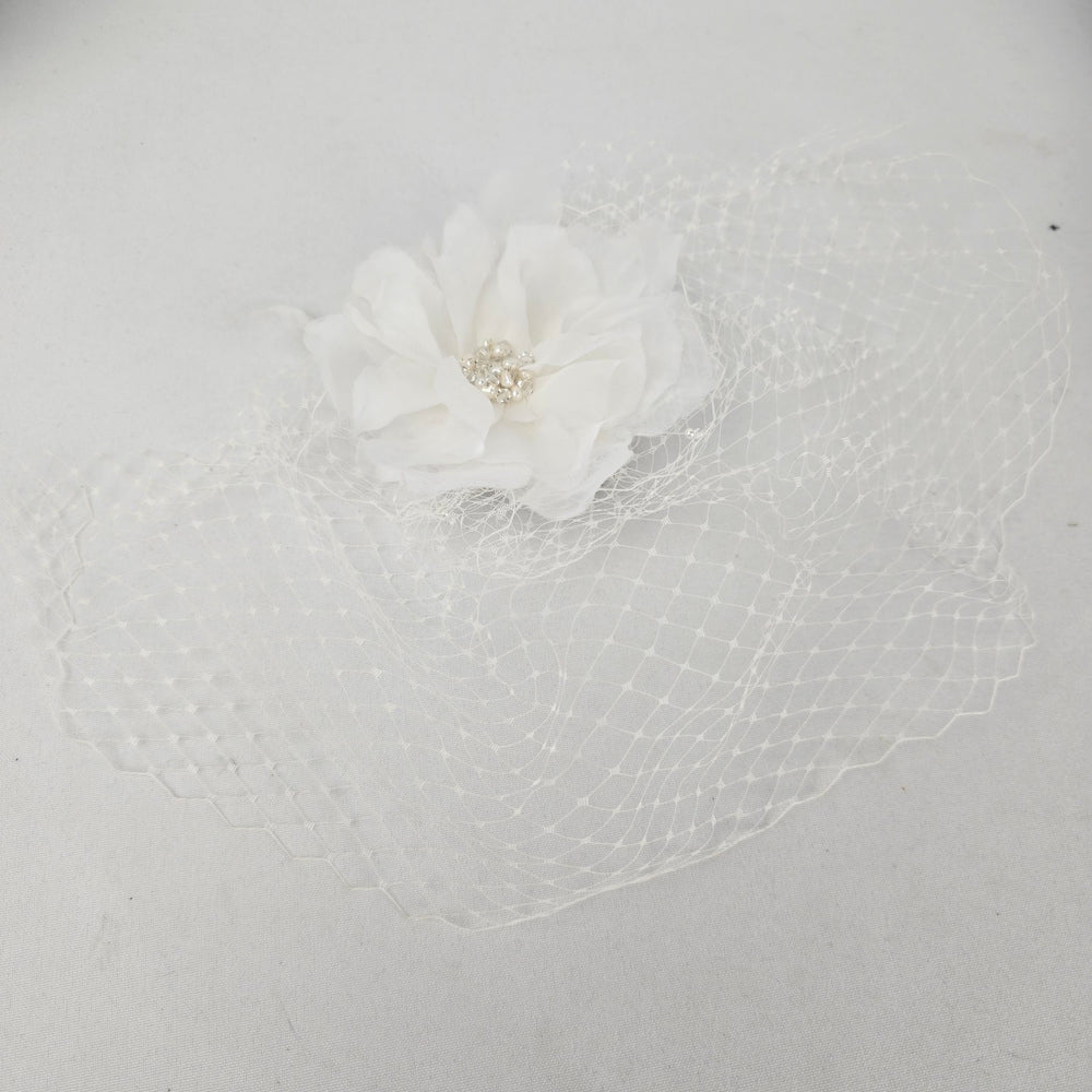 Joshua B Designs Ivory Floral Birdcage Veil Fascinator Bridal Hair Comb