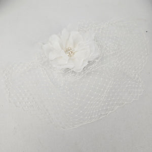 Joshua B Designs Ivory Floral Birdcage Veil Fascinator Bridal Hair Comb