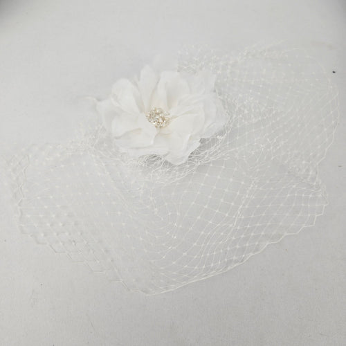 Joshua B Designs Ivory Floral Birdcage Veil Fascinator Bridal Hair Comb