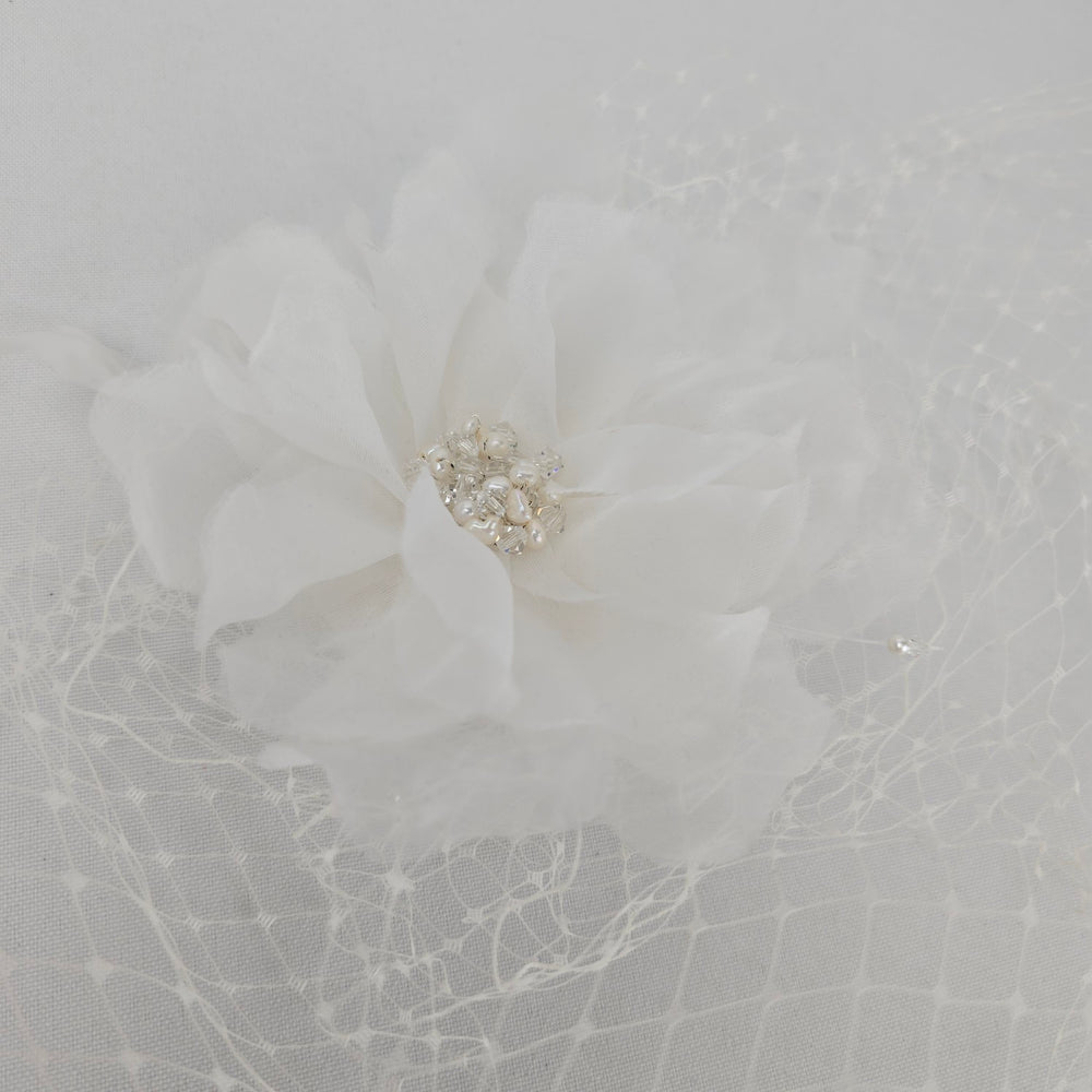 Joshua B Designs Ivory Floral Birdcage Veil Fascinator Bridal Hair Comb