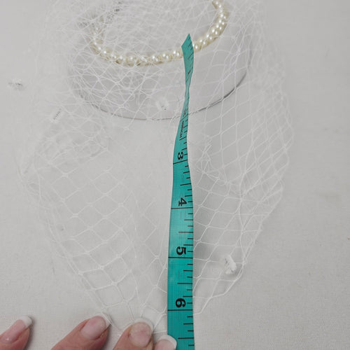 White Bridal Fascinator Hat Veil Flower Feather Pearl Hair Clip
