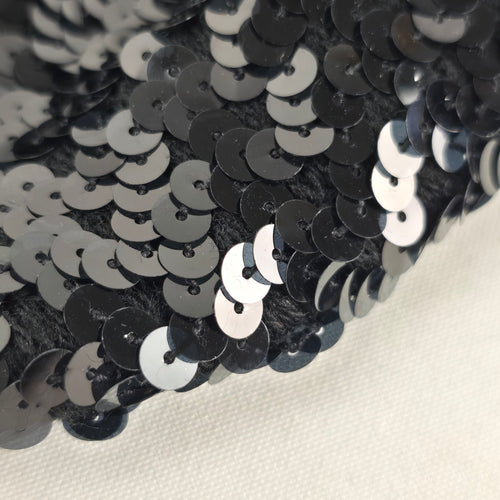 Vintage Black Sequin Beret Hat Evening Cocktail Glam Cap