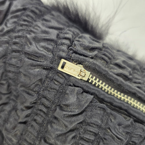 Vintage 1950s Black Fox Fur Muff Clutch Handbag Wristlet Evening Purse