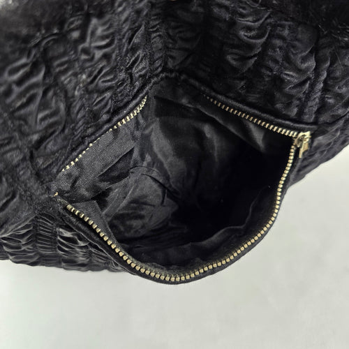 Vintage 1950s Black Fox Fur Muff Clutch Handbag Wristlet Evening Purse