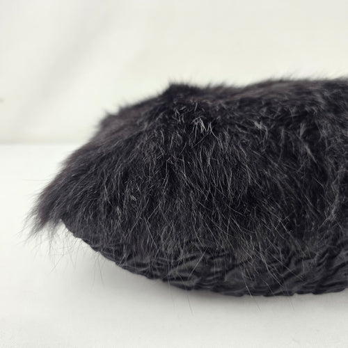 Vintage 1950s Black Fox Fur Muff Clutch Handbag Wristlet Evening Purse