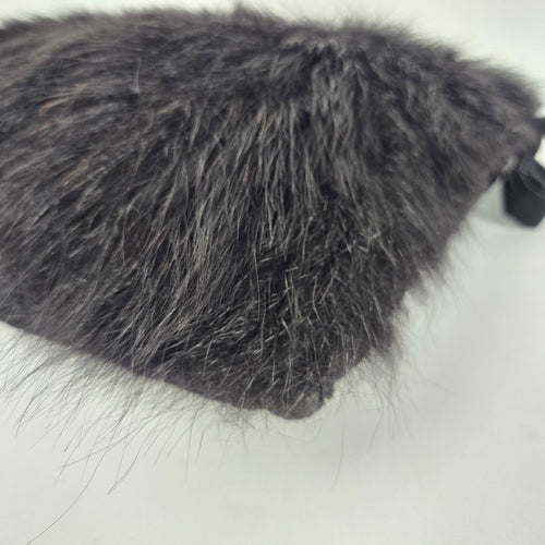 Vintage 1950s Black Fox Fur Muff Clutch Handbag Wristlet Evening Purse