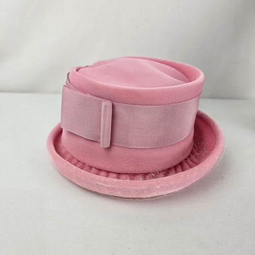 Vintage 60s Fashion Original Toronto Pink Velvet Cloche Hat with Veil