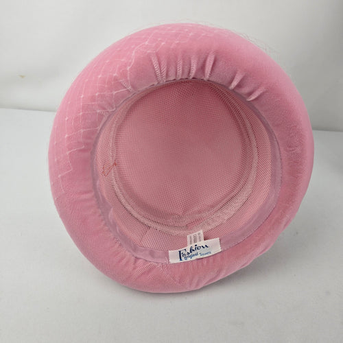 Vintage 60s Fashion Original Toronto Pink Velvet Cloche Hat with Veil