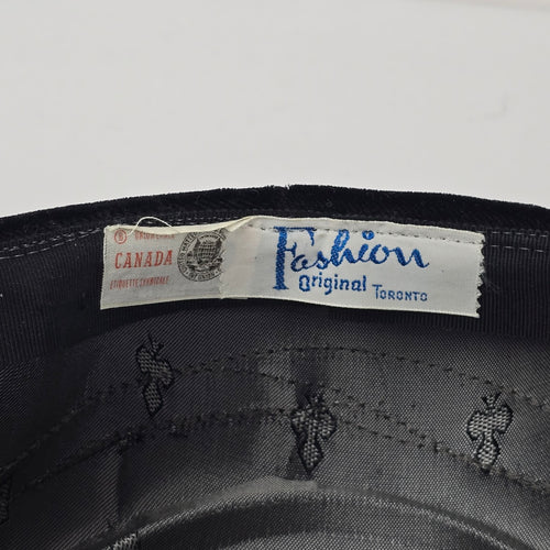 Vintage Fashion Original Toronto Black Velvet Pillbox Hat with Veil