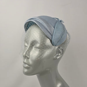 Vintage Eaton’s of Canada Powder Blue Cocktail Half Hat with Birdcage Veil & Bow