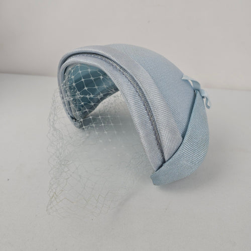 Vintage Eaton’s of Canada Powder Blue Cocktail Half Hat with Birdcage Veil & Bow