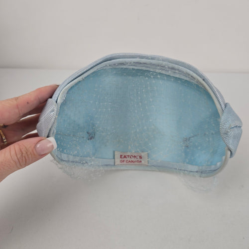 Vintage Eaton’s of Canada Powder Blue Cocktail Half Hat with Birdcage Veil & Bow