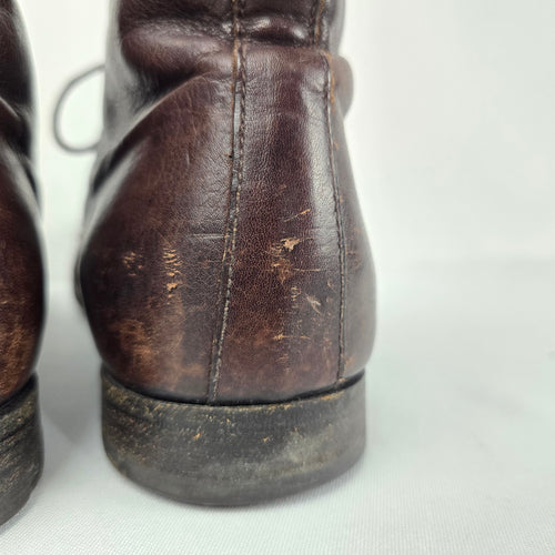 Prada Brown Leather Cap Toe Lace-Up Ankle Boots Womens Size 11