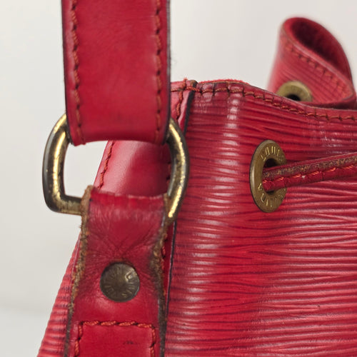 Louis Vuitton Vintage Red Epi Leather Noé Drawstring Shoulder Bucket Bag
